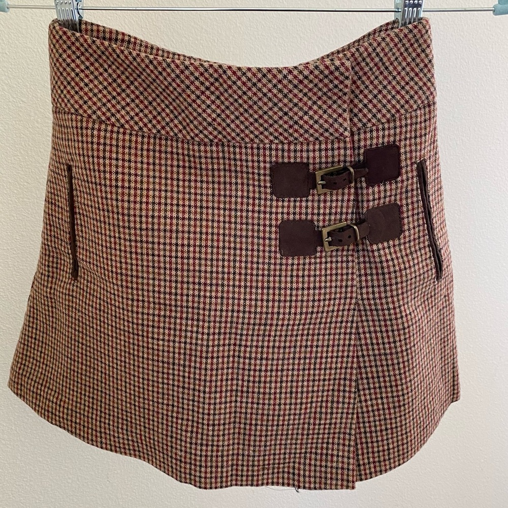 Zara wool plaid skirt.